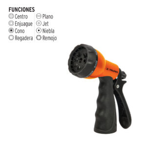 Pistola plastica para manguera 8 funciones Riego Jardineria