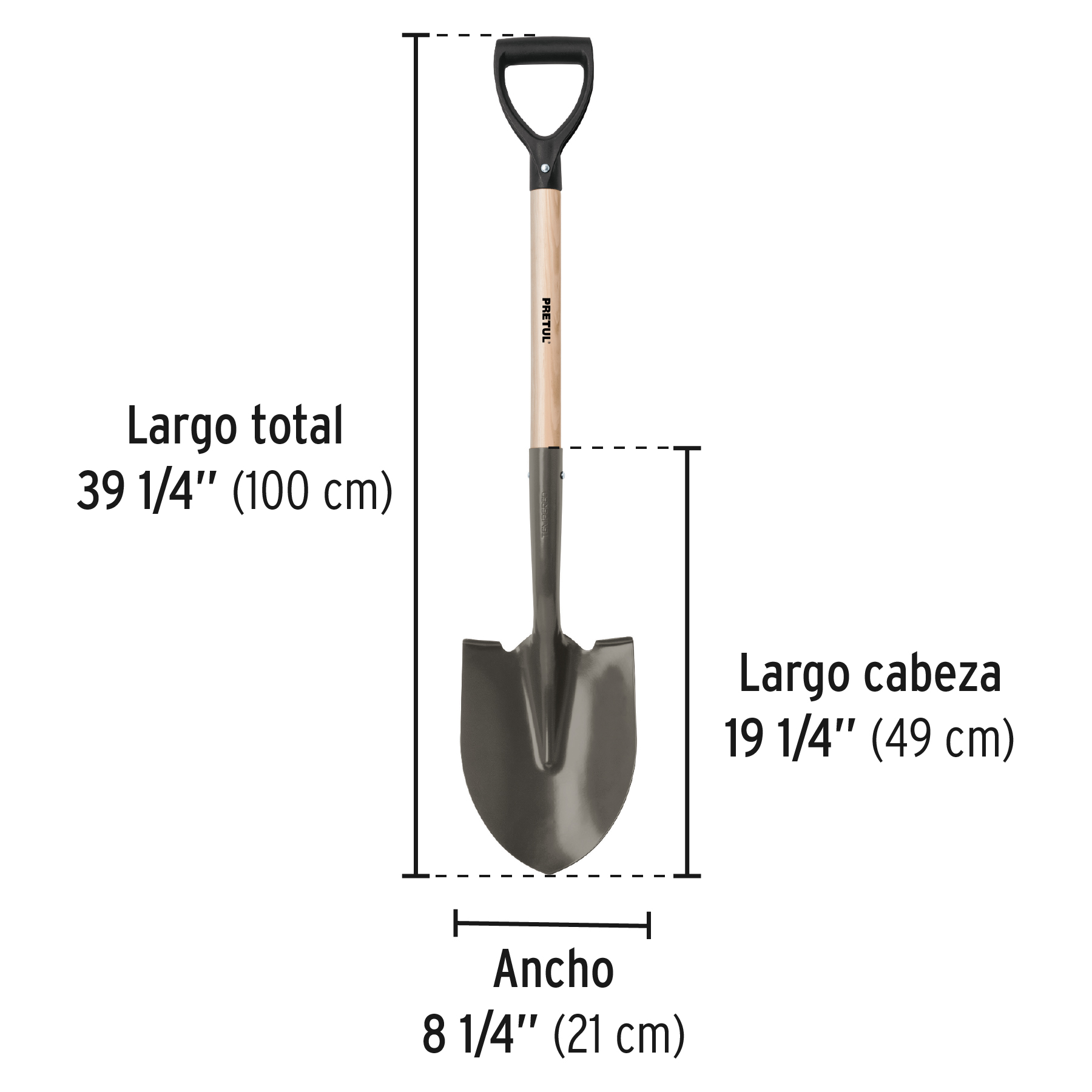 Pala redonda puño "Y" Pretul
