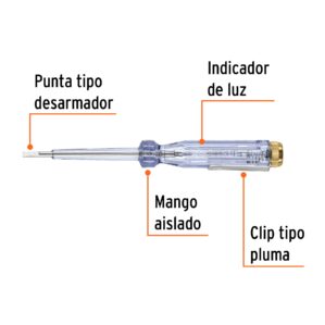 Probador corriente alterna 500vca tipo desarmador 14cm