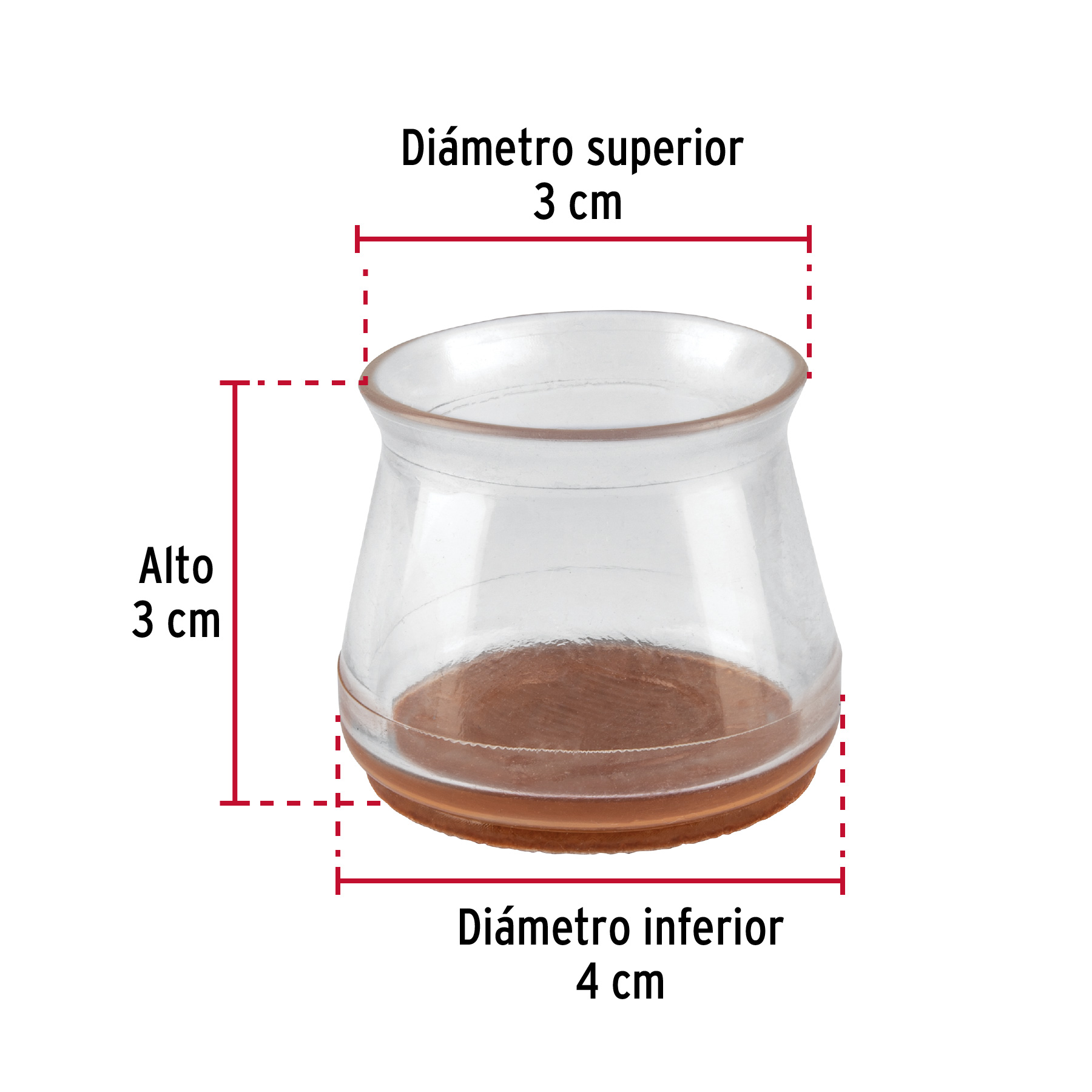 Caja con 24 Protectores para silla Transparentes Tipo Regaton 3cm