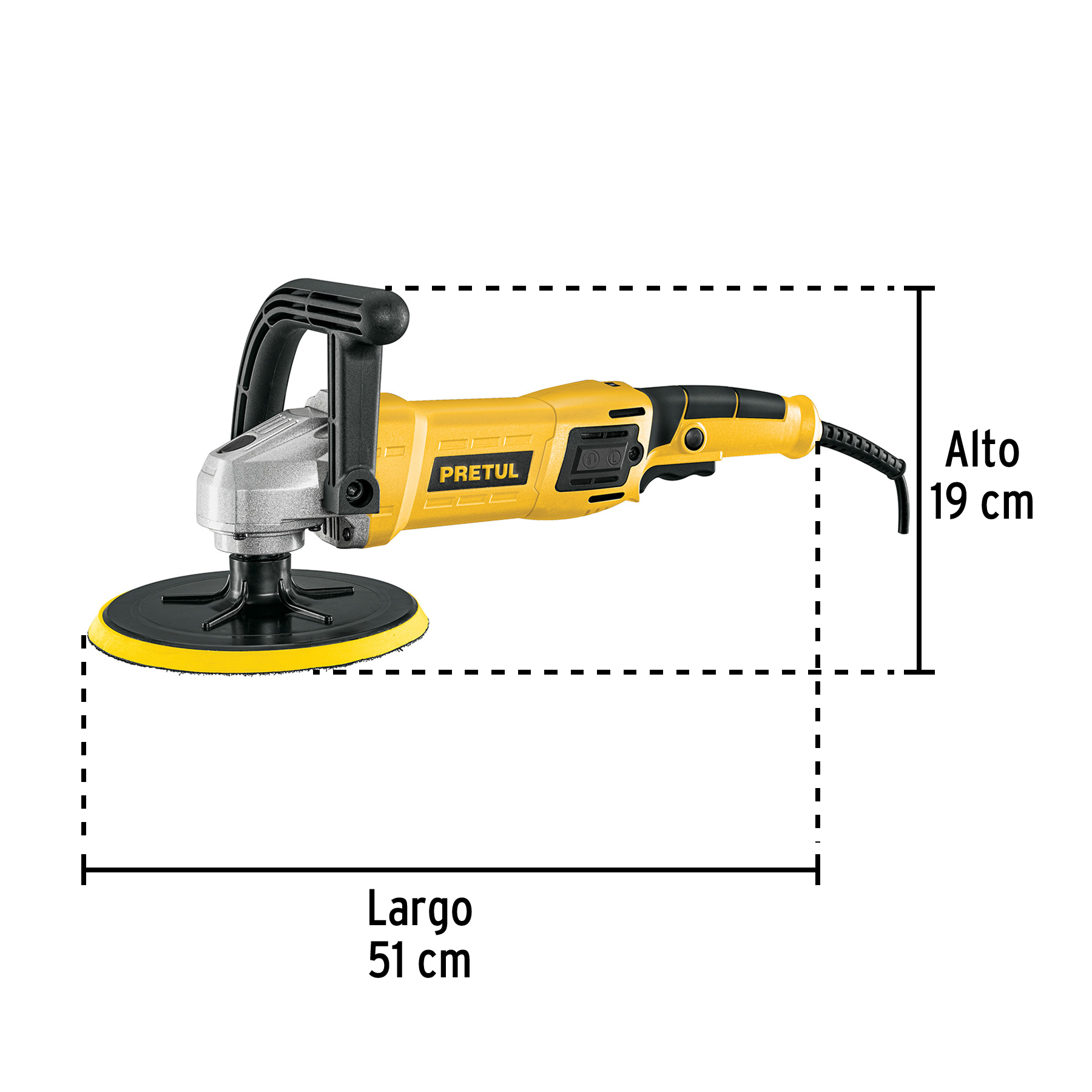 Pulidora velocidad variable 7" 1200w con accesorios Pretul