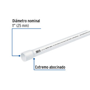 Tubo de PVC hidraulico cedula 40 1" tramo 3m