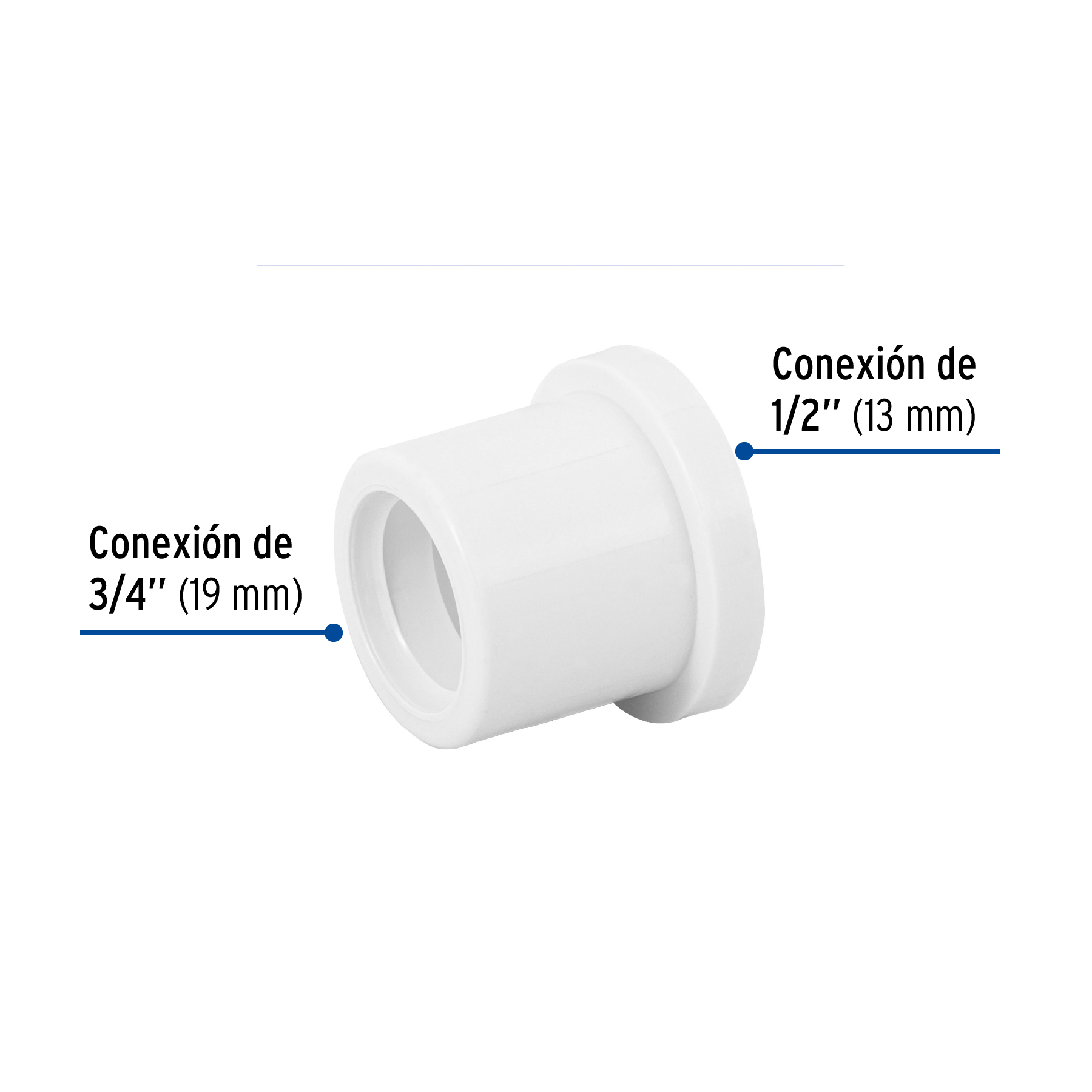 Reduccion bushing de PVC Hidraulico 3/4 x 1/2"