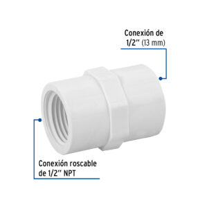Conector hembra de PVC Hidraulico 1/2"