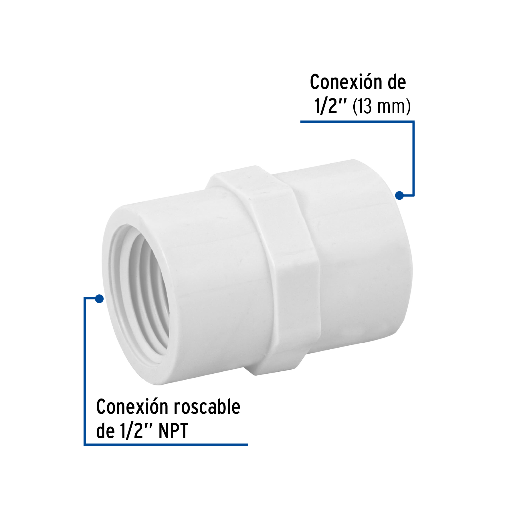 Conector hembra de PVC Hidraulico 1/2"