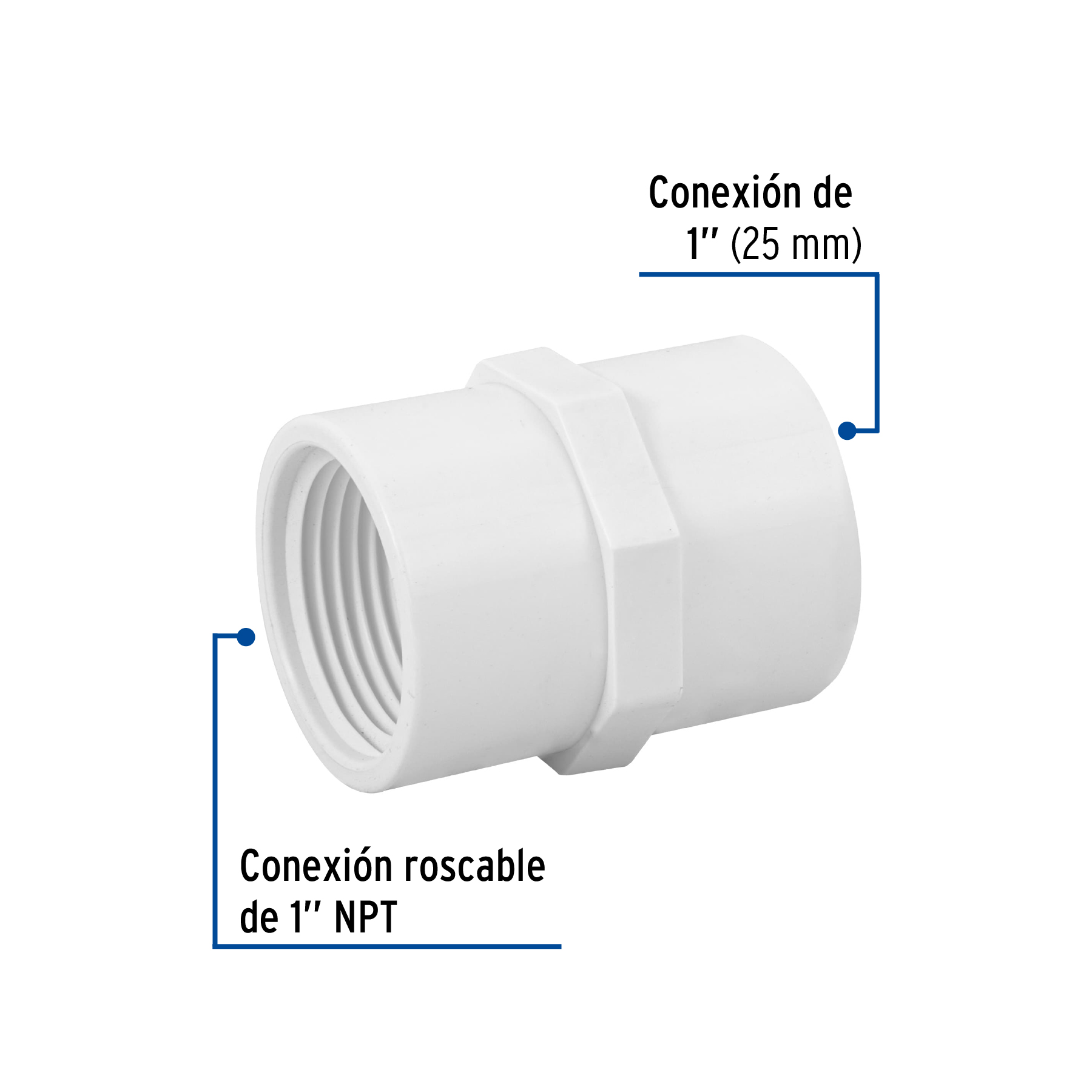 Conector hembra de PVC Hidraulico 1"