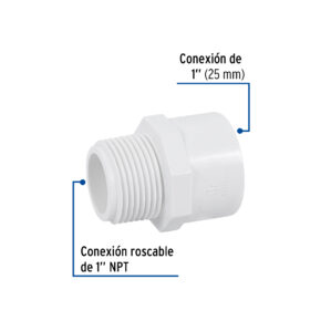 Conector macho de PVC Hidraulico 1"