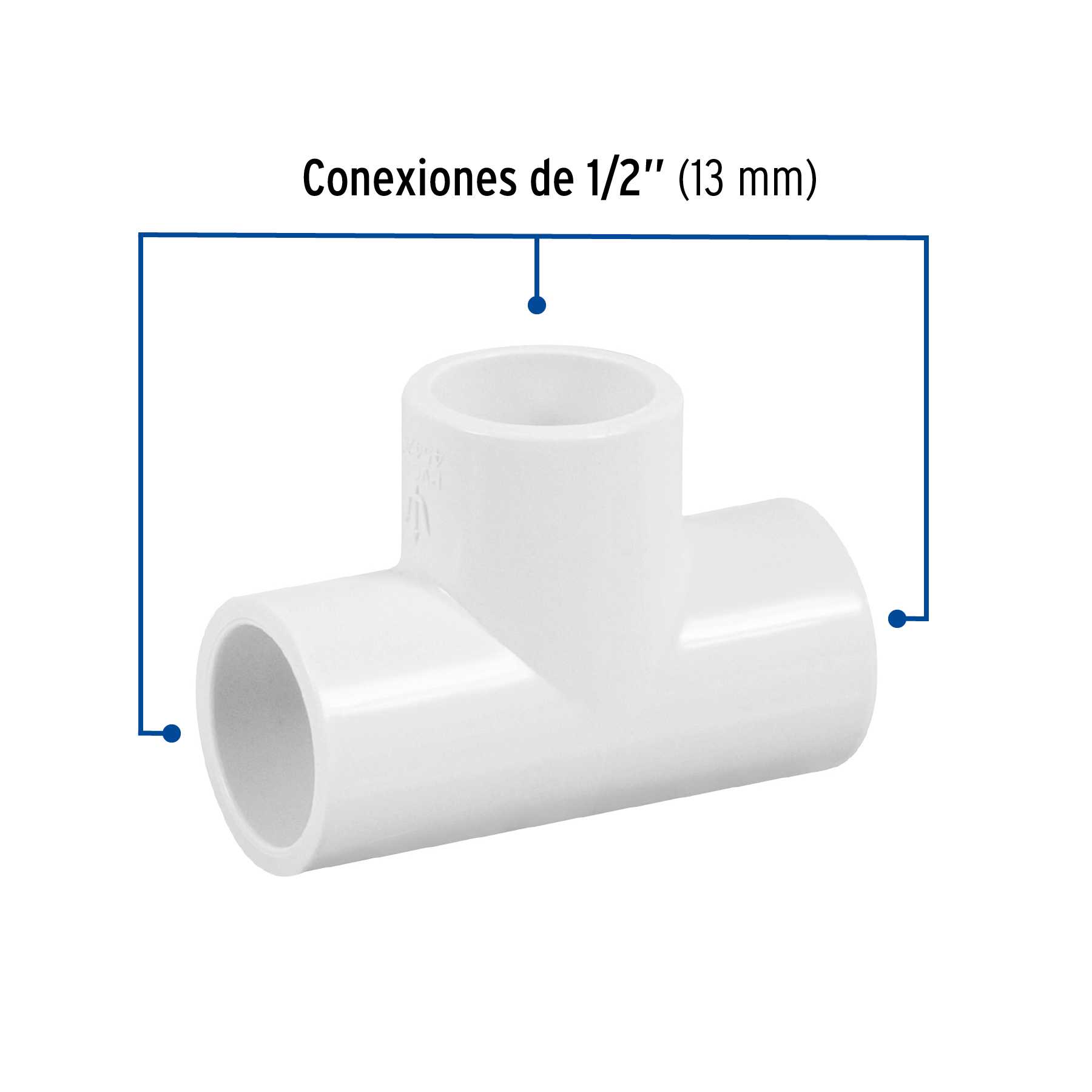 Tee sencilla de PVC Hidraulico 1/2"