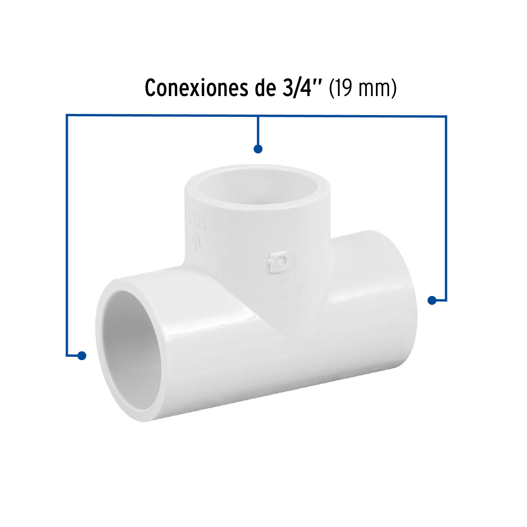 Tee sencilla de PVC Hidraulico 3/4"