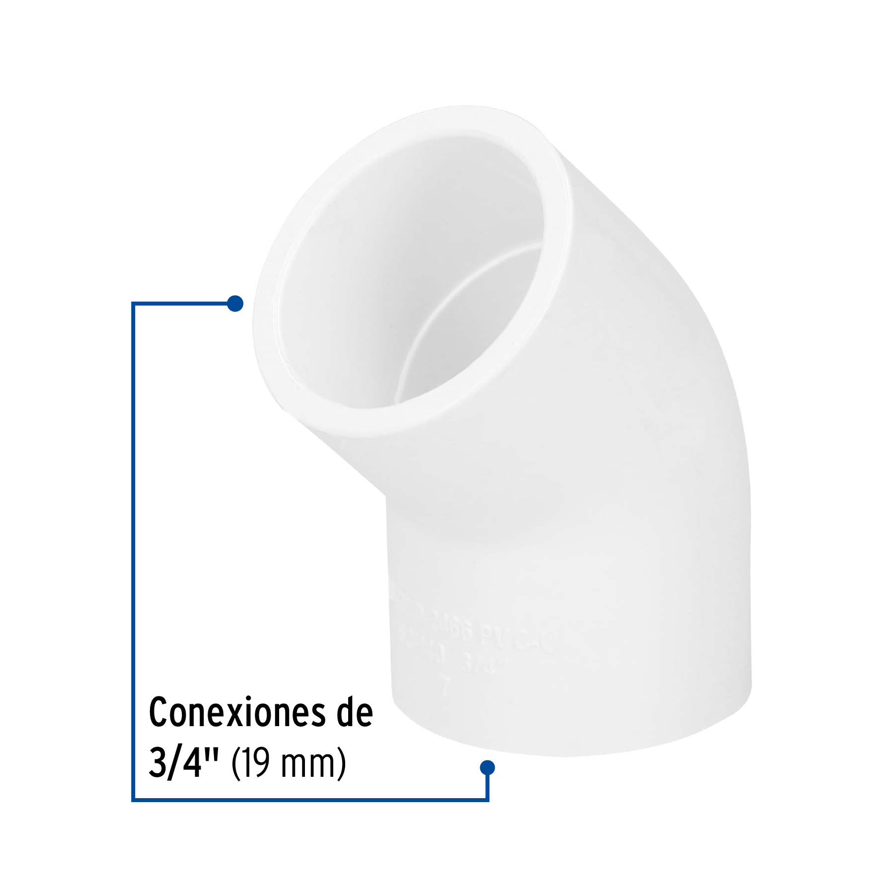 Codo 45° de PVC Hidraulico 3/4"