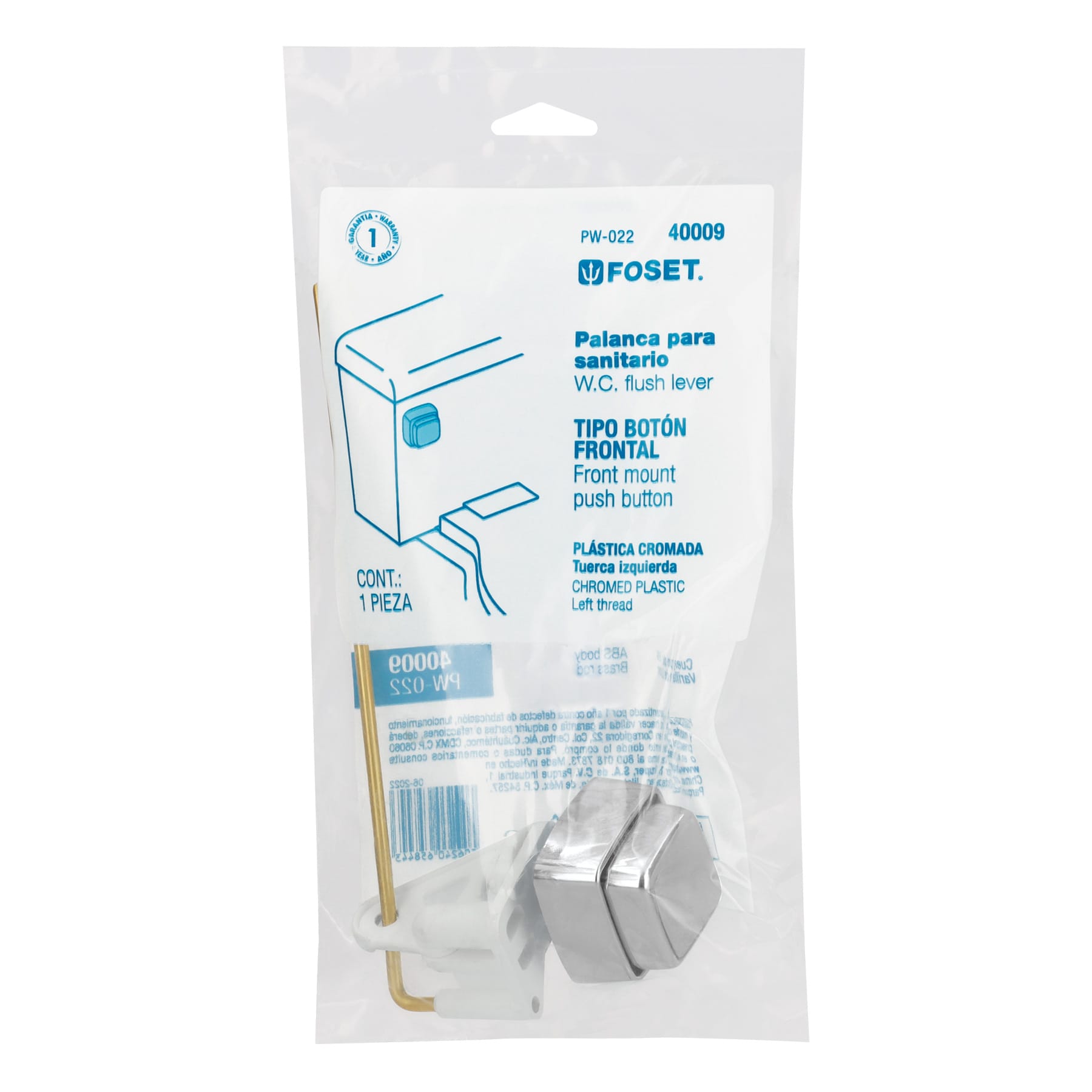 Boton frontal de plastico para WC