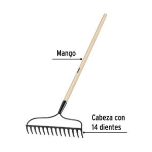 Rastrillo jardinero escoba jardin 14 dientes Pretul