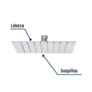 Regadera cuadrada 8" Acero Inoxidable Sin Brazo
