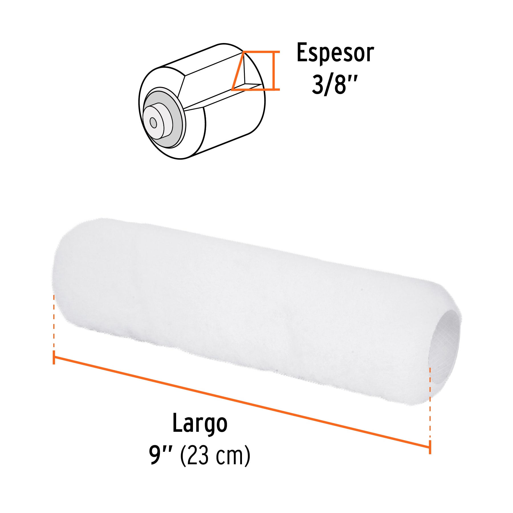 Repuesto rodillo para superficie lisa para pintar felpa 9x3/8"