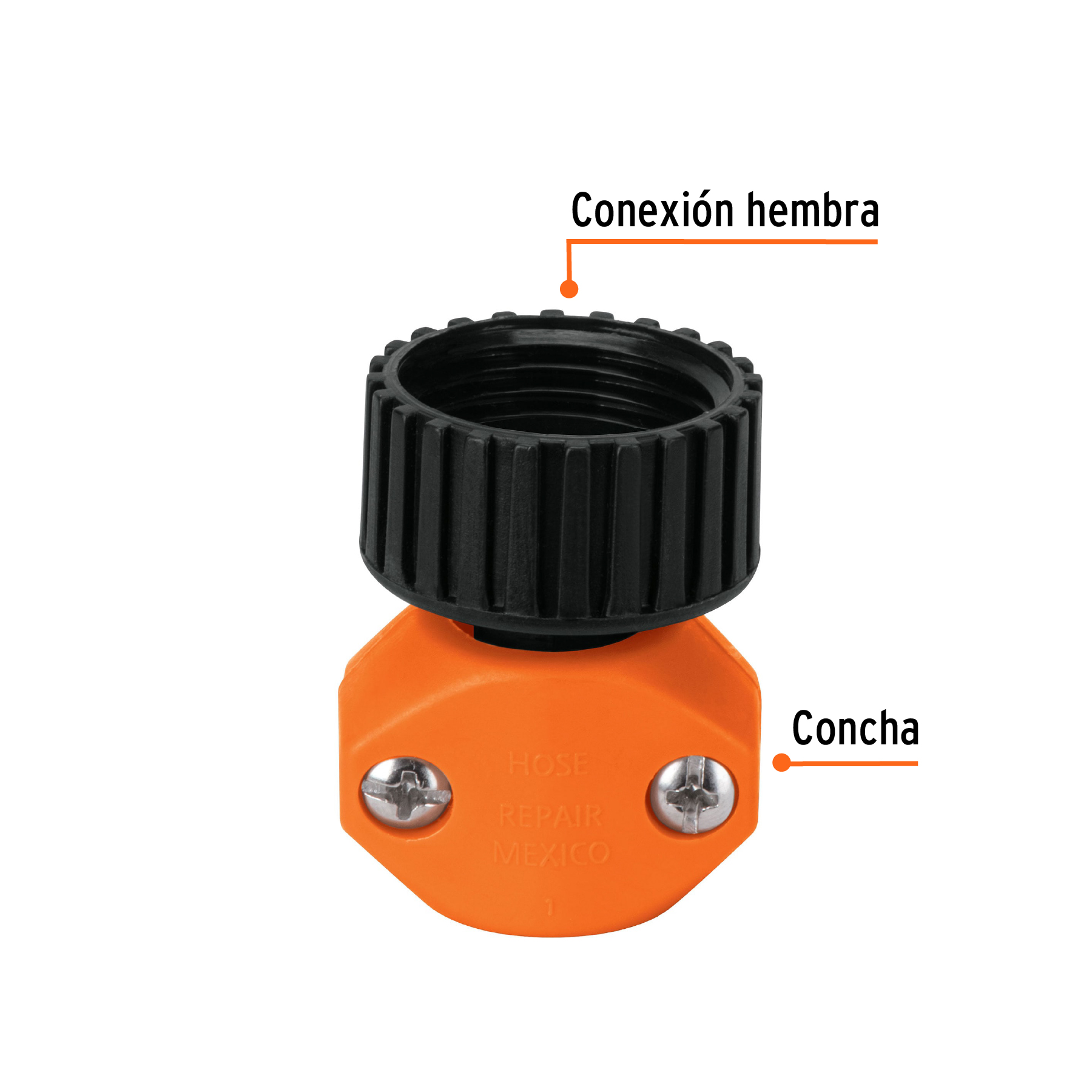Conector plastico hembra 3/4" para manguera de 1/2"