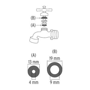 Juego de empaques para llaves de jardin, 2 pzas