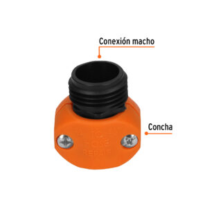 Conector plastico macho 5/8" para manguera 3/4"