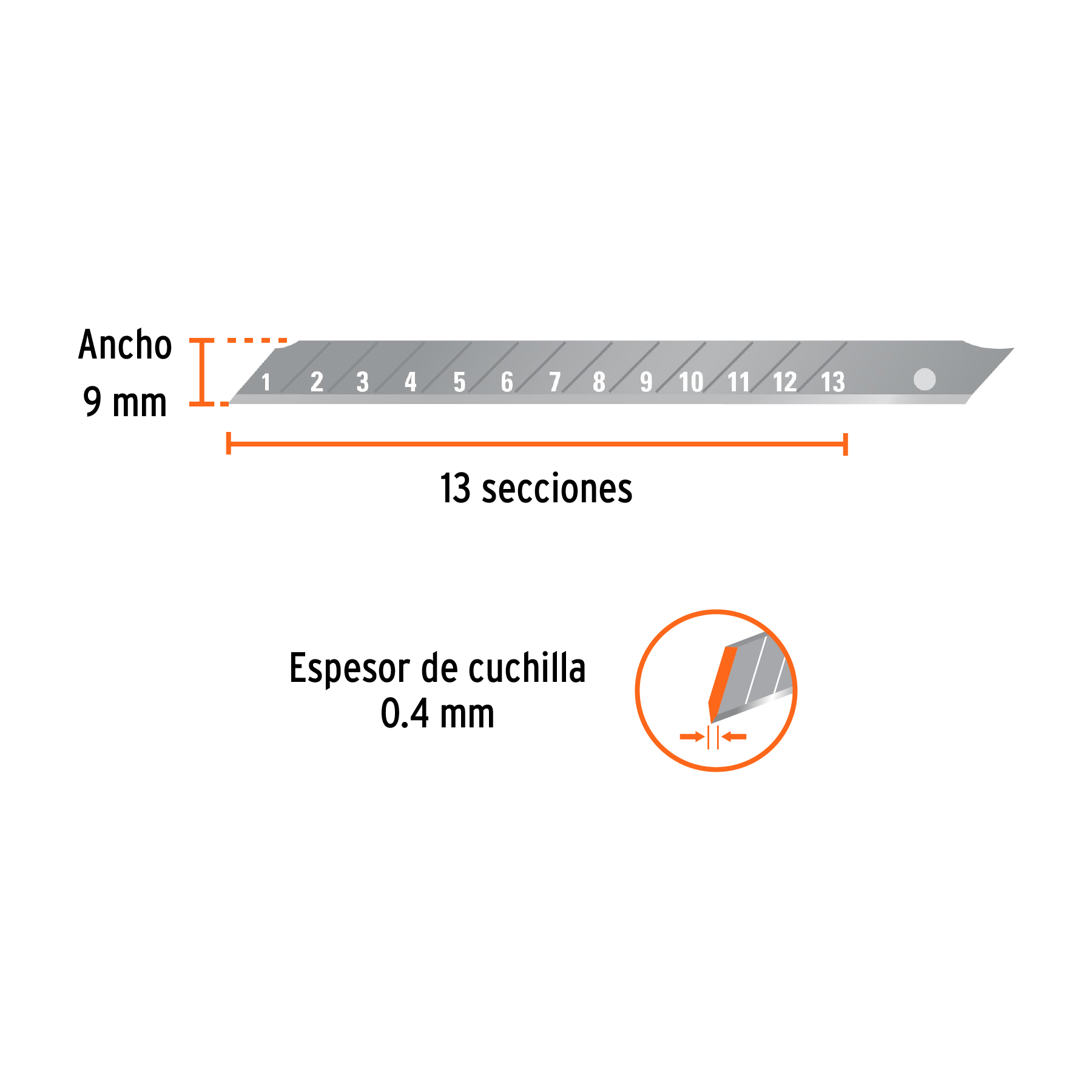 Pack de 10 Cuchillas de repuesto para cutter de 9mm