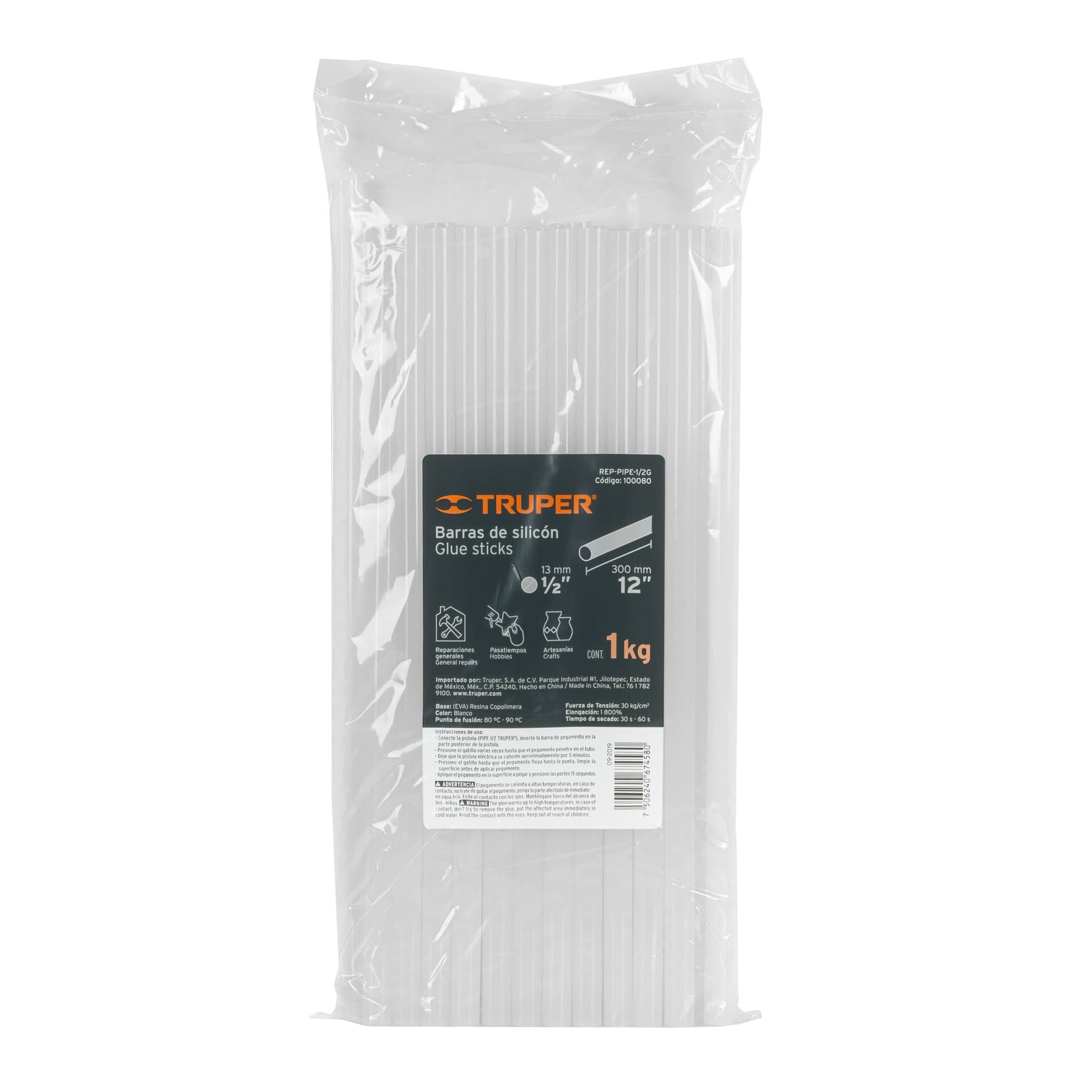 Bolsa de 1kg de Barras de silicon 1/2" 13mm Largo 30cm