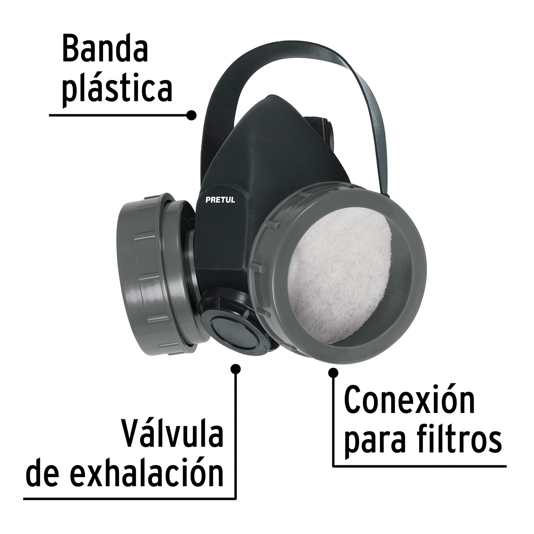 Mascara Respirador sin cartucho para 2 filtros Pretul
