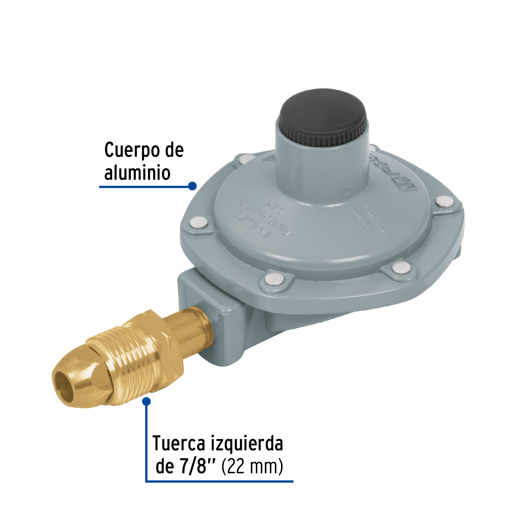 Regulador para tanque de Gas LP de 1 via