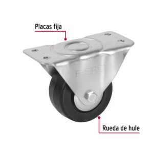 Rueda Rodaja hule placa fija 3" con balero