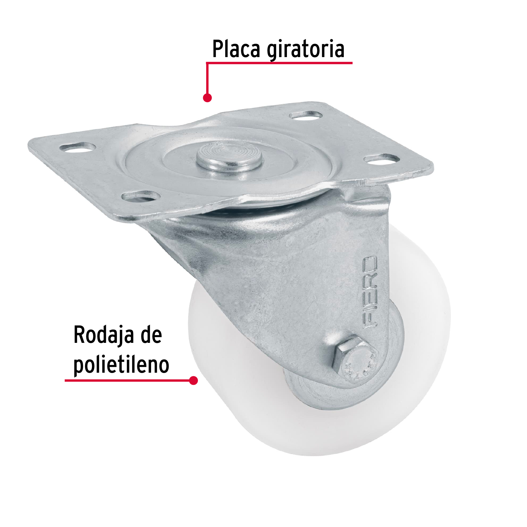 Rodaja con Balero 3" Giratoria Carga 130kg
