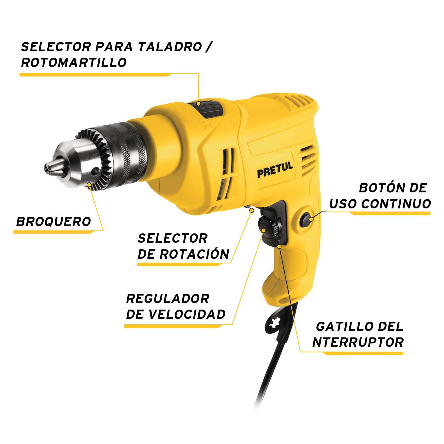 Taladro Rotomartillo 1/2" 550w Pretul