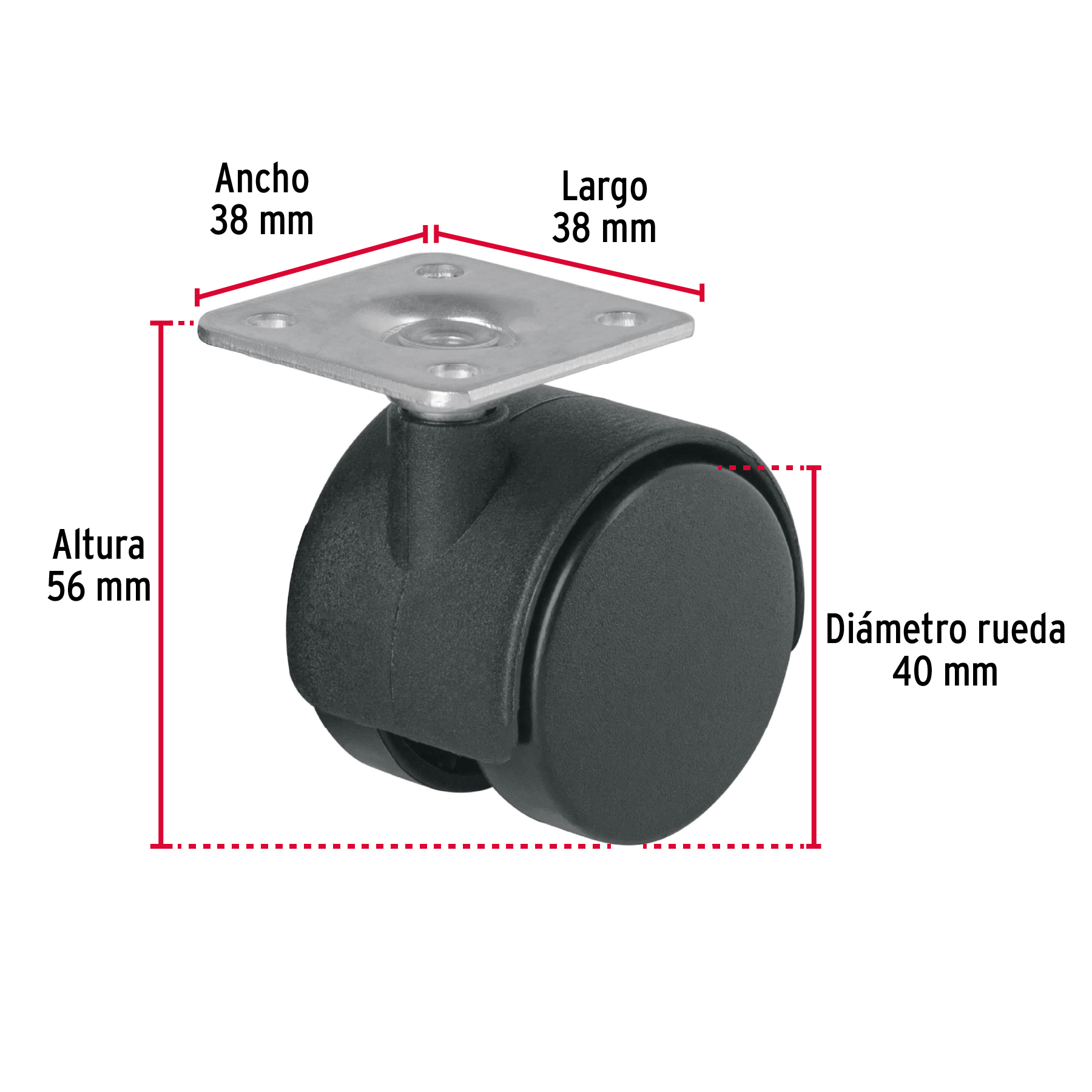 Rueda Rodaja llanta tipo yoyo de 40mm