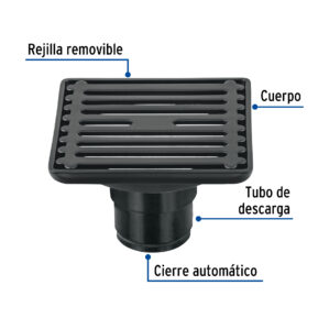 Resumidero acero inoxidable Negro Mate cuadrado 4x4