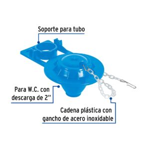 Sapo 2" para WC PVC Azul con cadena plastica Economico