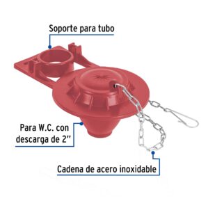 Sapo para WC de silicona ajustable cadena inoxidable 2"