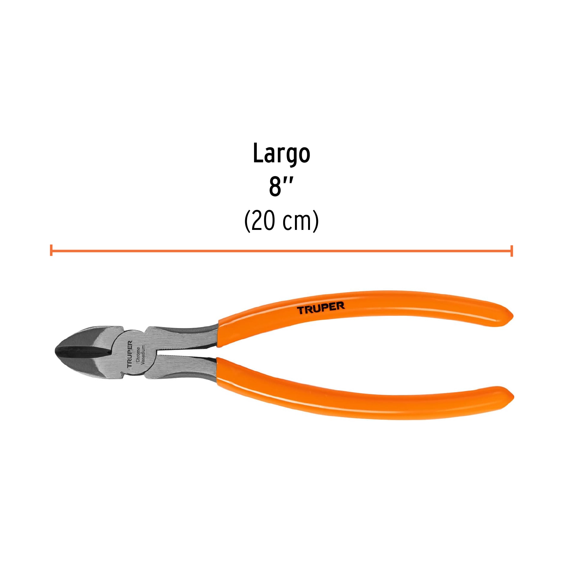 Pinza corte diagonal 8", mango de vinil