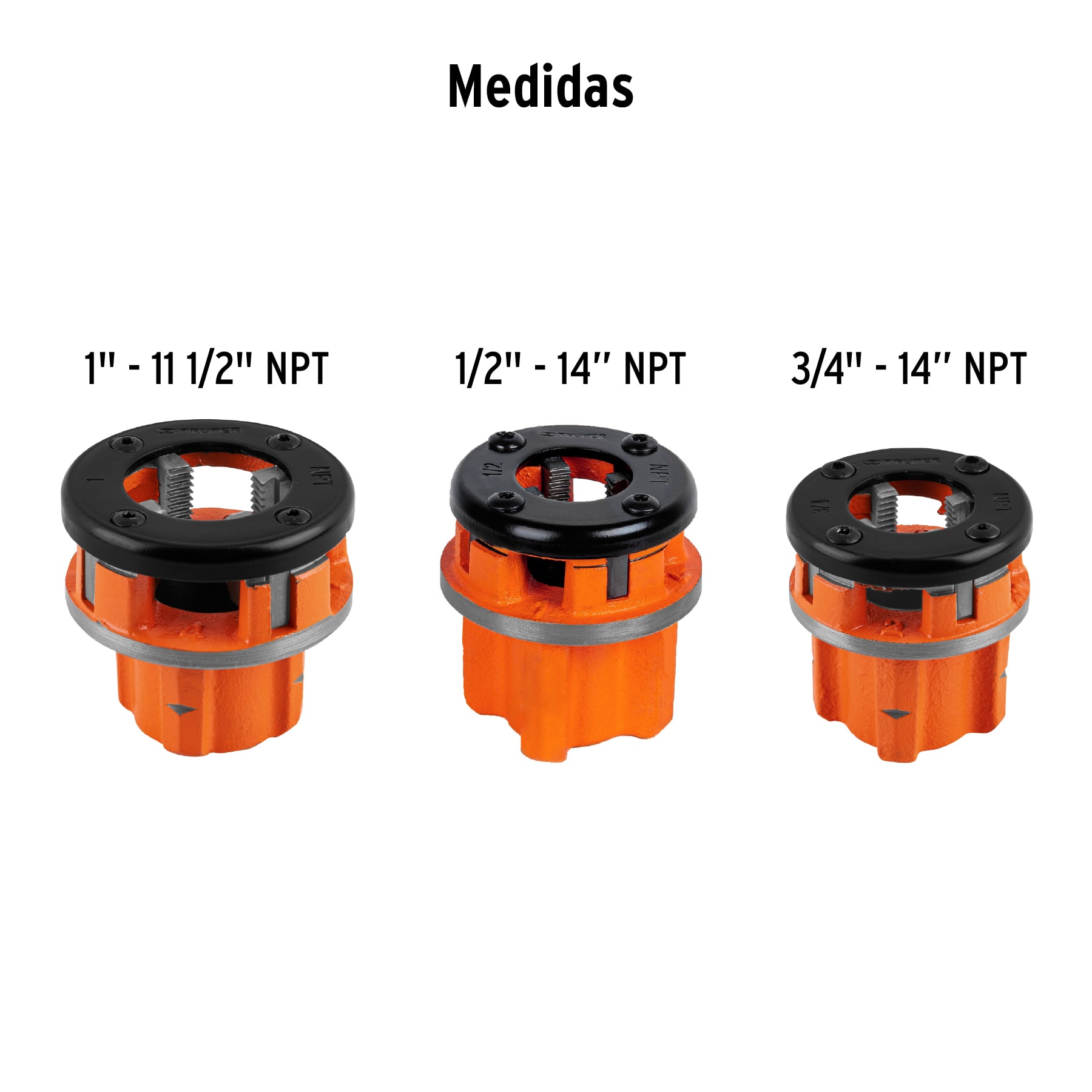 Juego de tarrajas para tubo 4 piezas de 1/2" a 1"