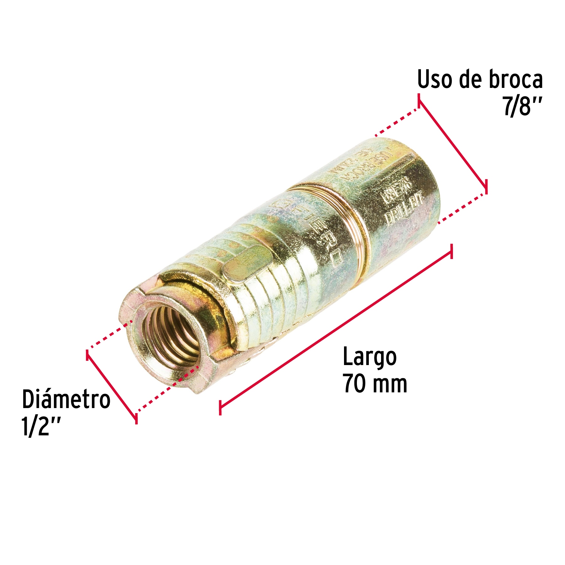 Taquete Expansivo Sin Tornillo de 1/2" bolsa 2 piezas