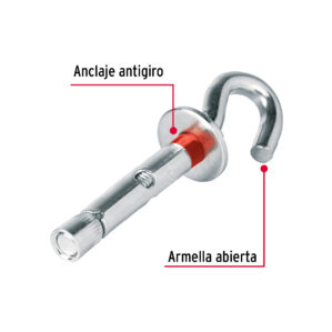 Pack de 4 Taquete expansivo armella abierta 3/8" y Ojo 7/16"