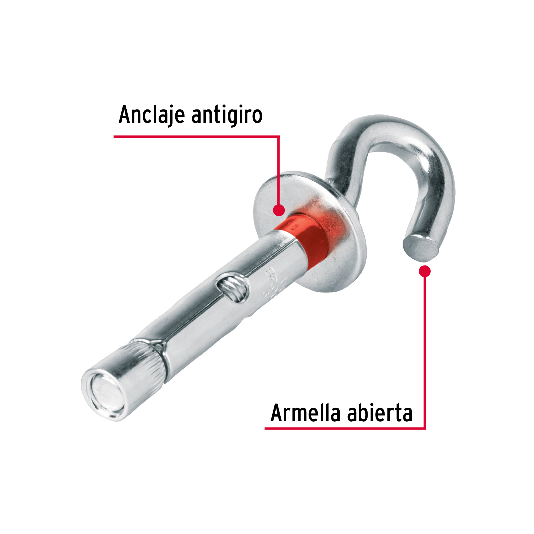 Pack de 4 Taquete expansivo armella abierta 3/8" y Ojo 7/16"