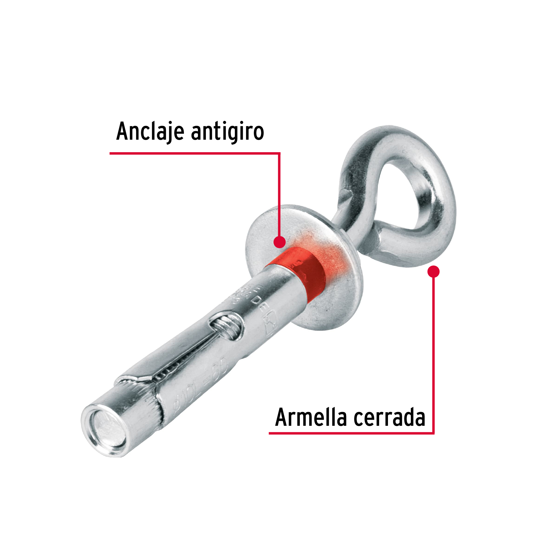 Pack de 4 Taquete expansivo armella cerrada 3/8" y Ojo 1/2"