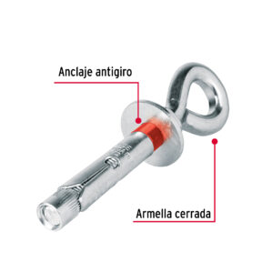 Pack de 2 Taquete expansivo armella cerrada 1/2" y Ojo 5/8"