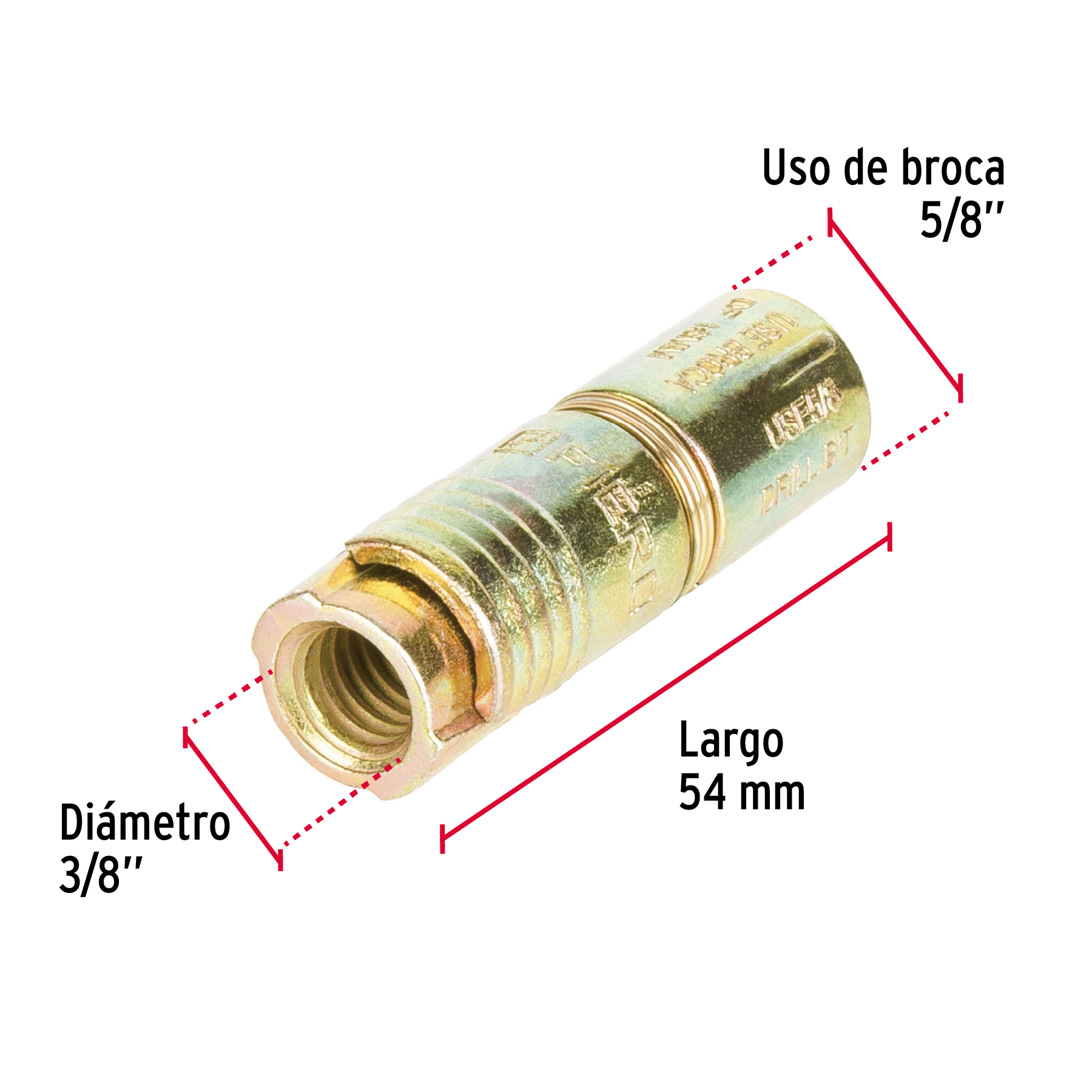 Taquete Expansivo Sin Tornillo de 3/8" bolsa 4 piezas