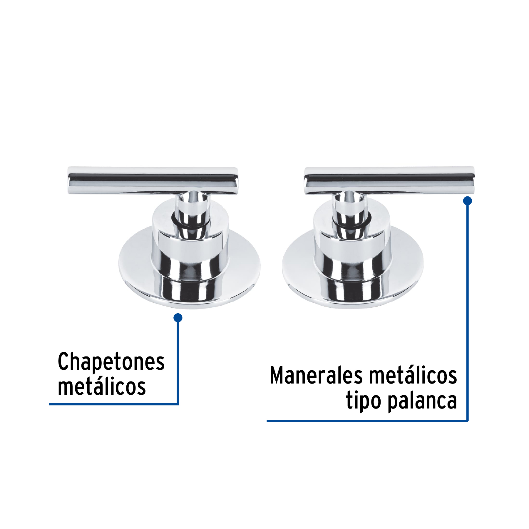 Juego de 2 manerales para regadera palanca cromo Tubig