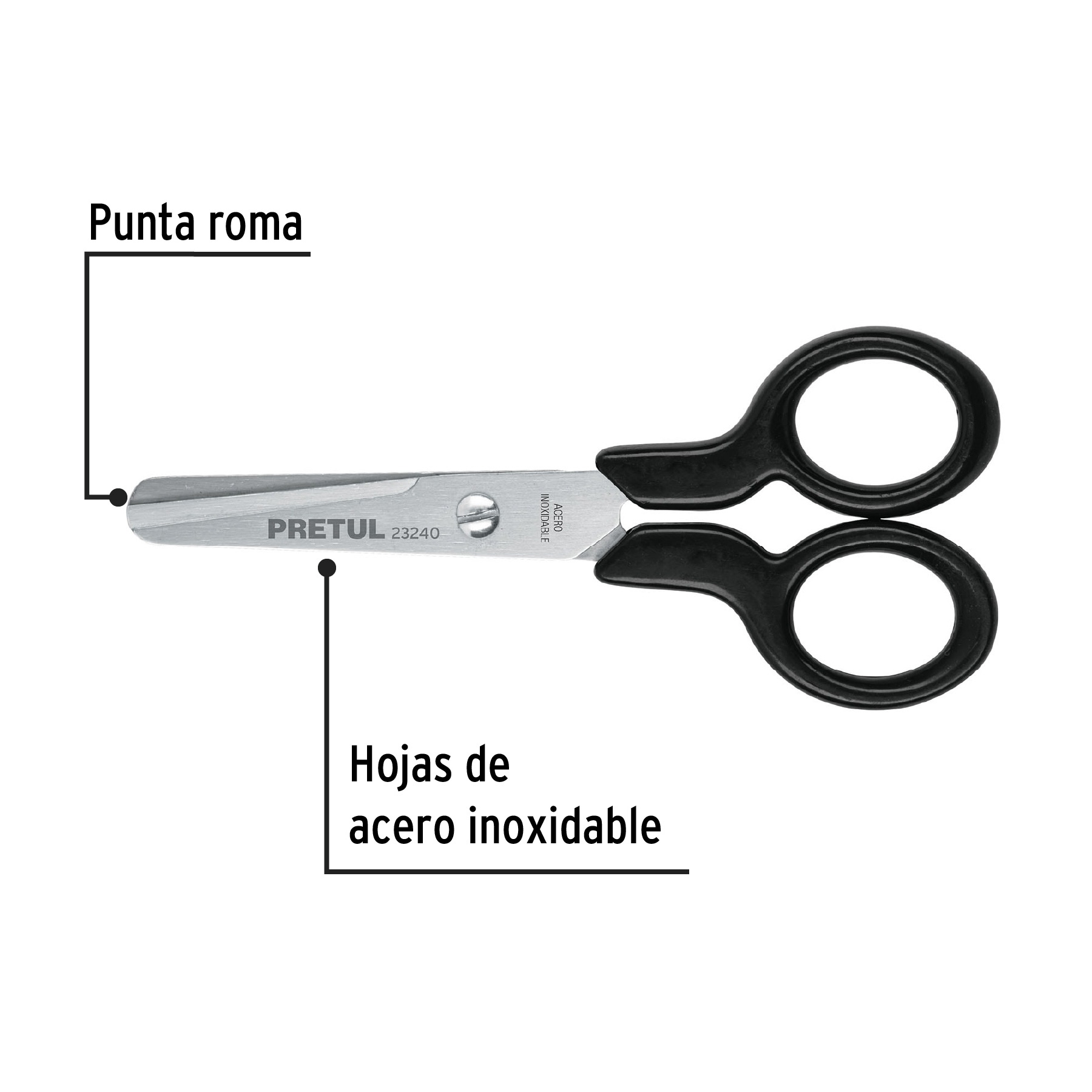 Tijera escolar punta redonda de 4-1/2"