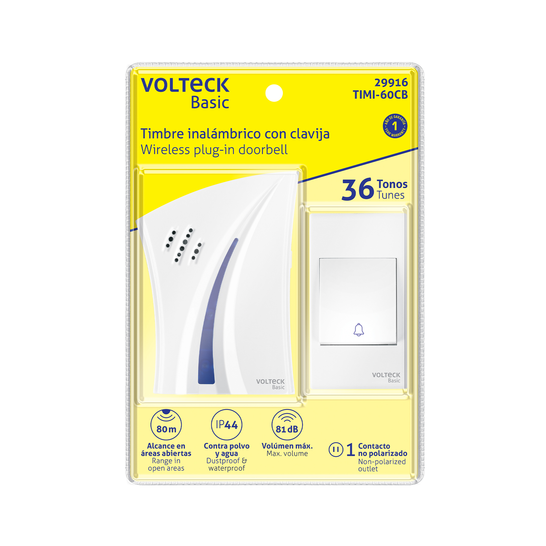 Timbre inalambrico con clavija de 36 tonos Volteck