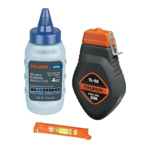 Tiralineas 30m Cuerpo de plastico con nivel y gis