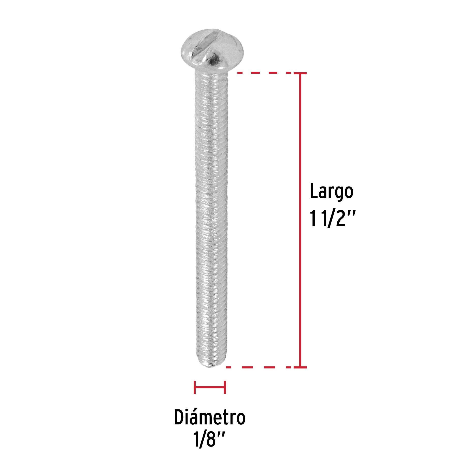 Tornillo tipo estufa 1/8 x 1-1/2" bolsa con 300 pzas