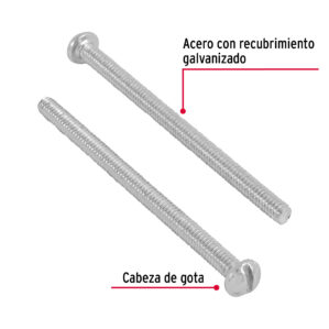 Tornillo tipo estufa 1/8 x 2" bolsa con 250 pzas
