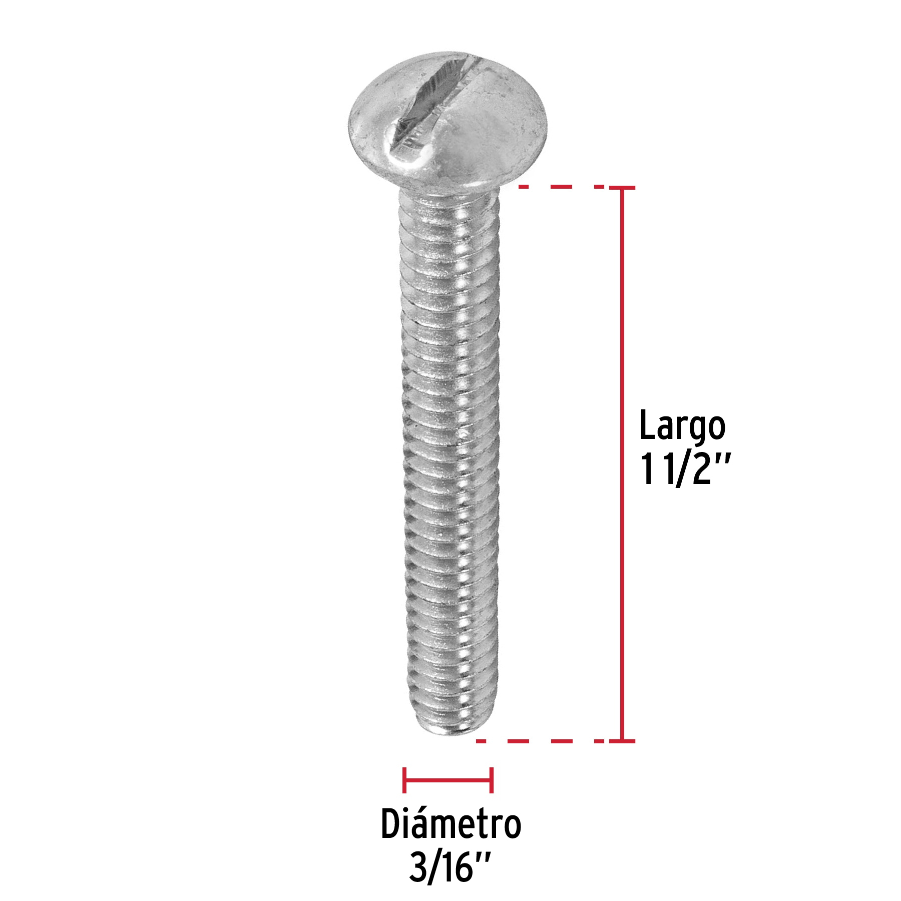 Tornillo tipo estufa 3/16 x 1-1/2" bolsa con 150 pzas