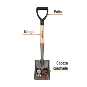 Pala Cajuelera Cuadrada Mini Mango de Madera 72cm