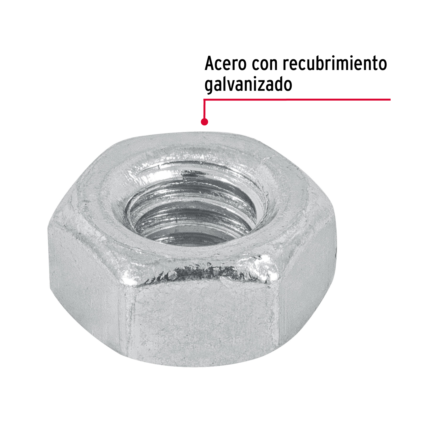 Tuerca hexagonal de 1/4" galvanizada bolsa con 250pzas