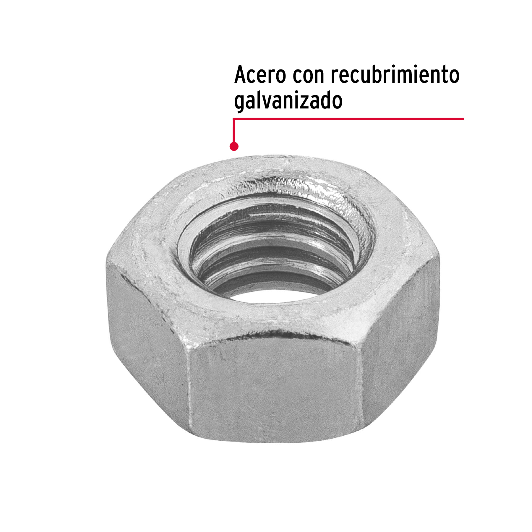 Tuerca hexagonal 5/16" galvanizada bolsa con 150 pzas